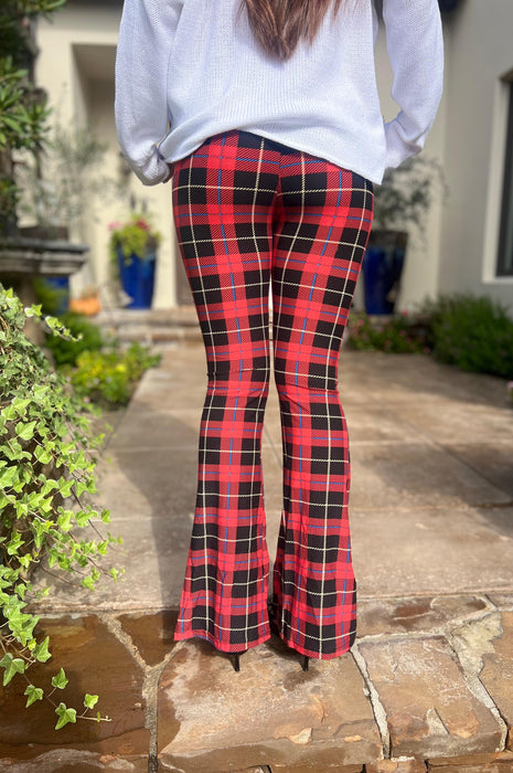 Holiday Plaid Buttery Palazzo Pants Red/Green