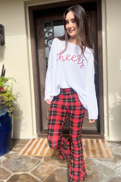 Holiday Plaid Buttery Palazzo Pants Red/Green