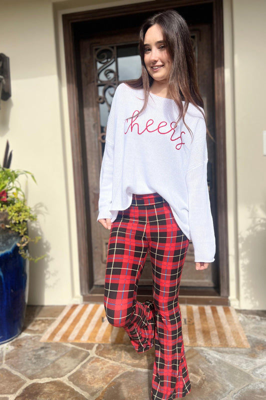 Holiday Plaid Buttery Palazzo Pants Red/Green