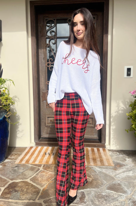 Holiday Plaid Buttery Palazzo Pants Red/Green