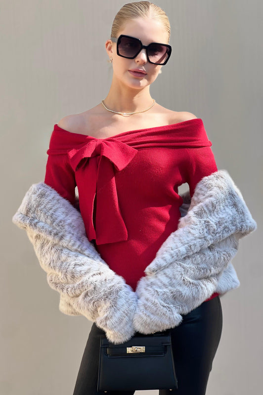 Holiday Bow Sweater Red