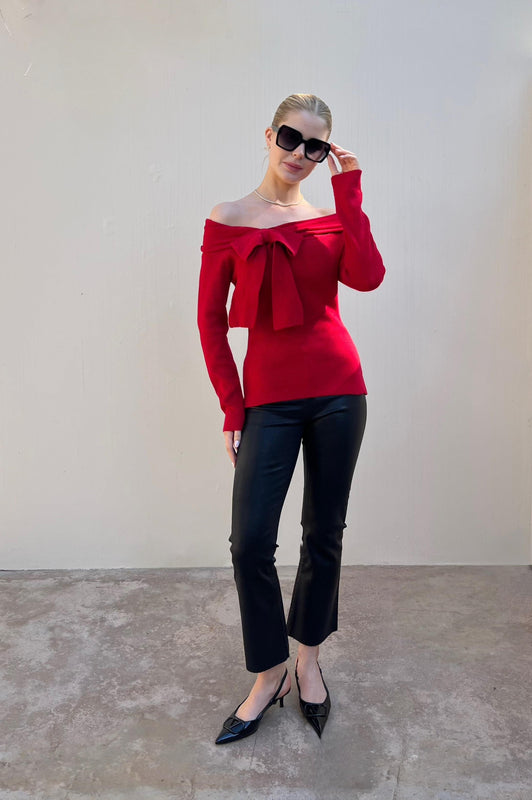 Holiday Bow Sweater Red