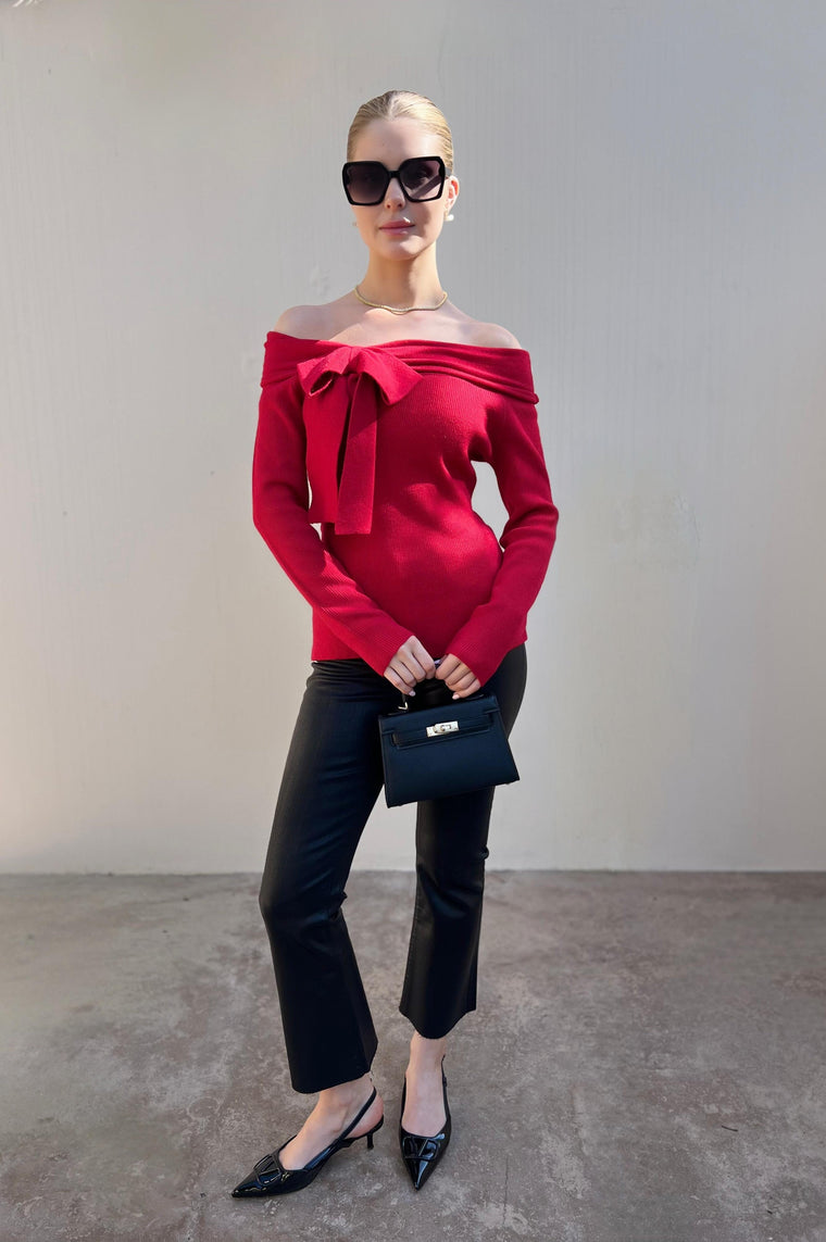 Holiday Bow Sweater Red