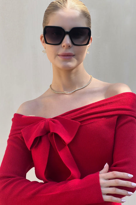 Holiday Bow Sweater Red