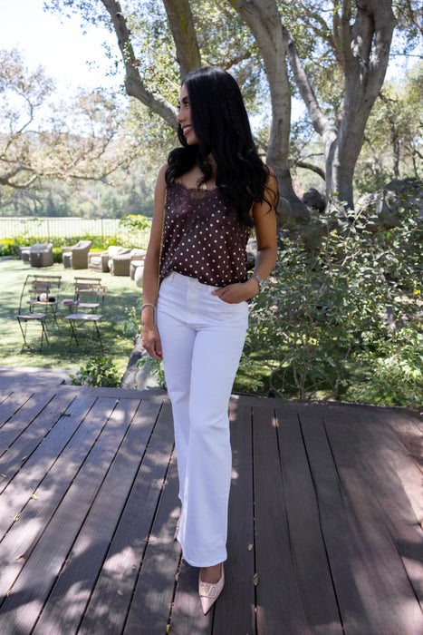 Maddy Polka Dot Tank Brown