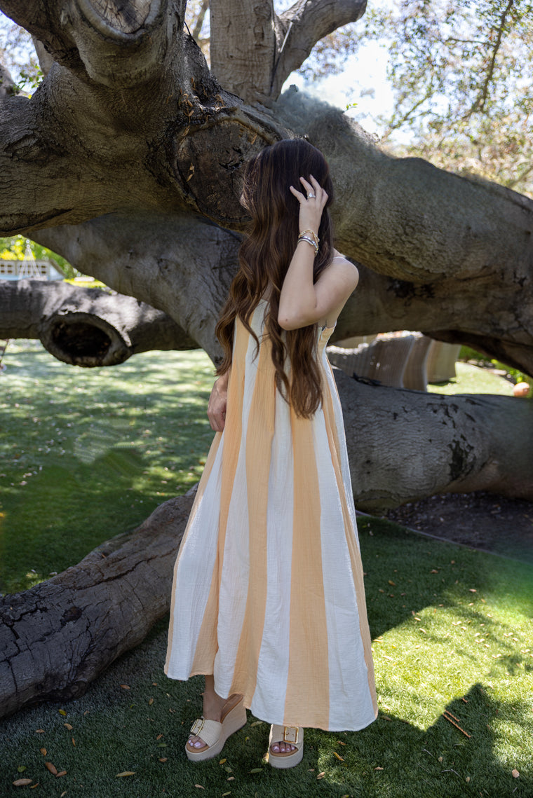 Coastal Calling Peach Stripe Dress