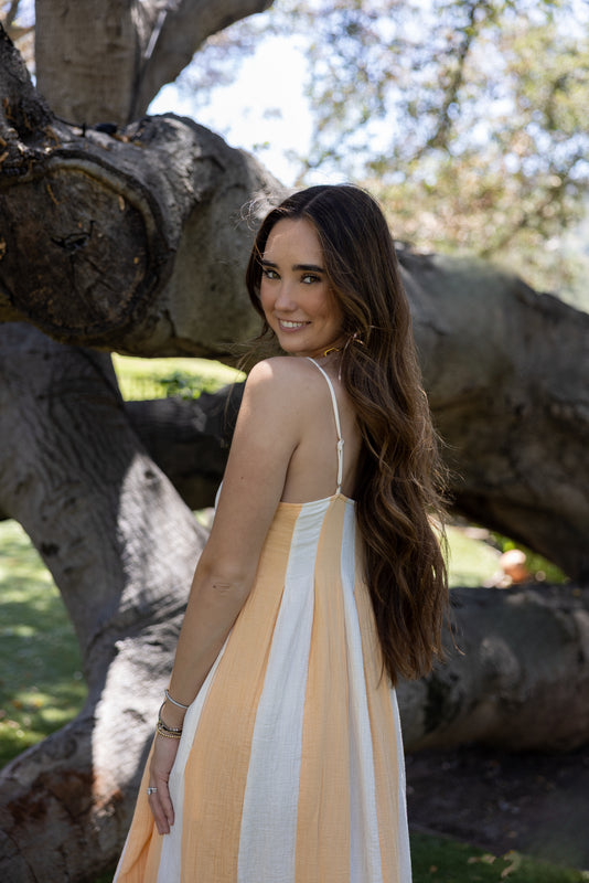 Coastal Calling Peach Stripe Dress