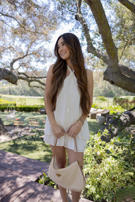 Greek Island Linen Romper White