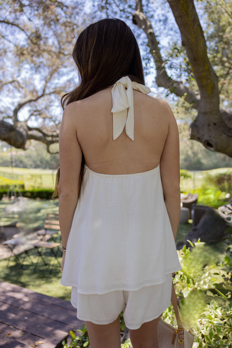 Greek Island Linen Romper White
