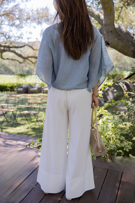 Beachy Denim Tie Front Kimono Top