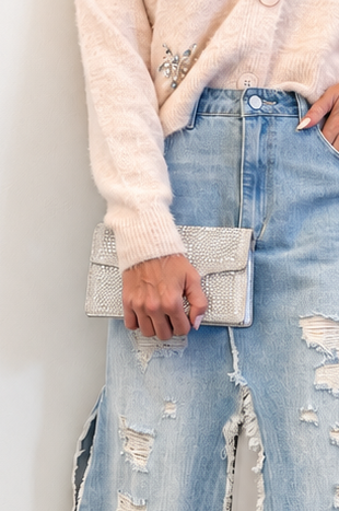 Rhinestone V Bag Silver