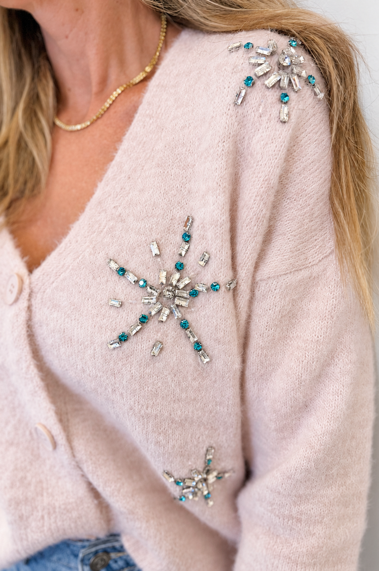 Crystal Snowflake Sweater Pink