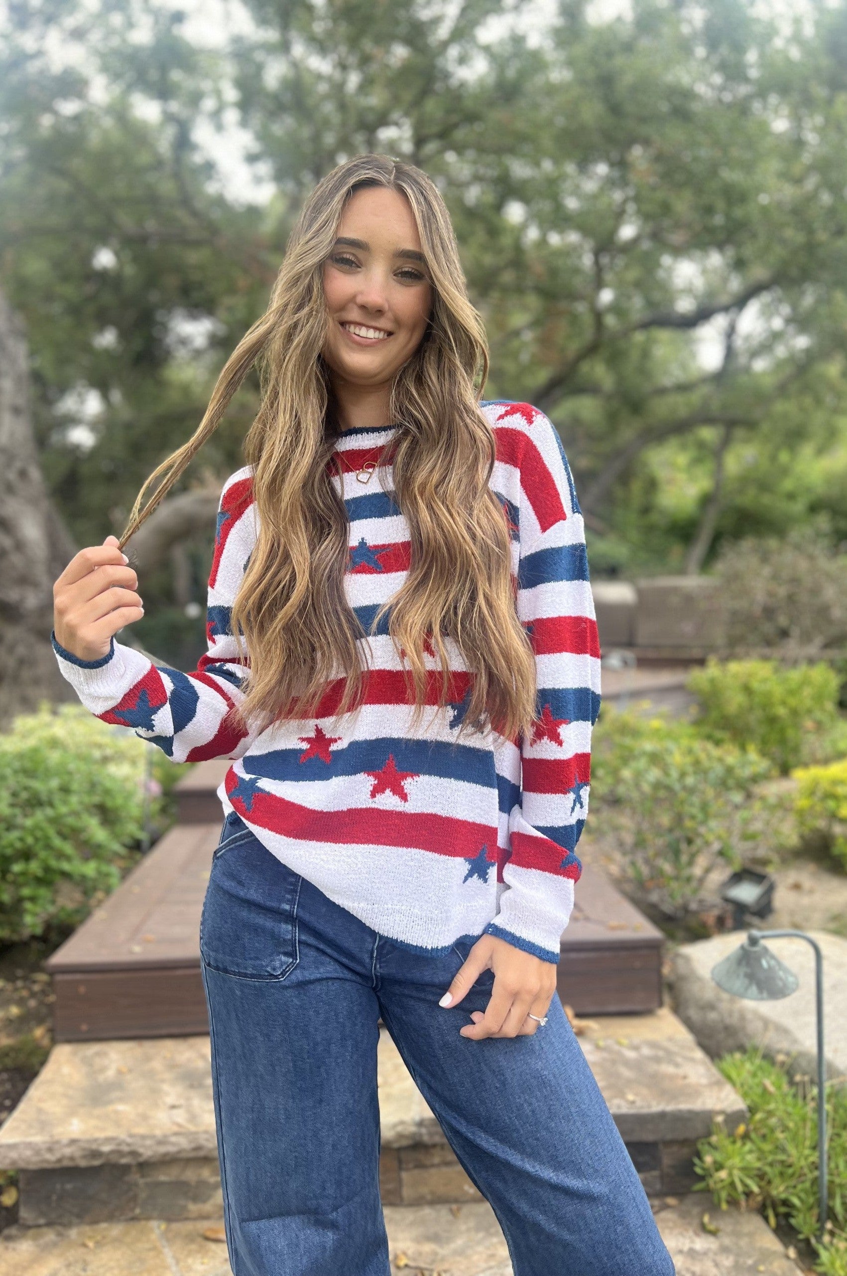 Show Me Your MuMu Go To Sweater Star Spangled Banner Stripe Knit