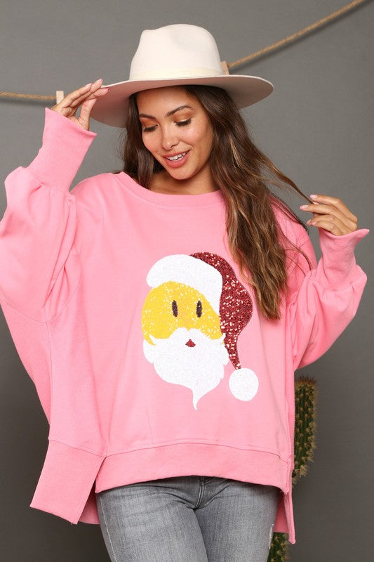 Santa's Emoji Pullover Pink