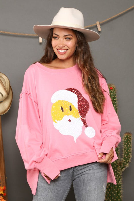 Santa's Emoji Pullover Pink