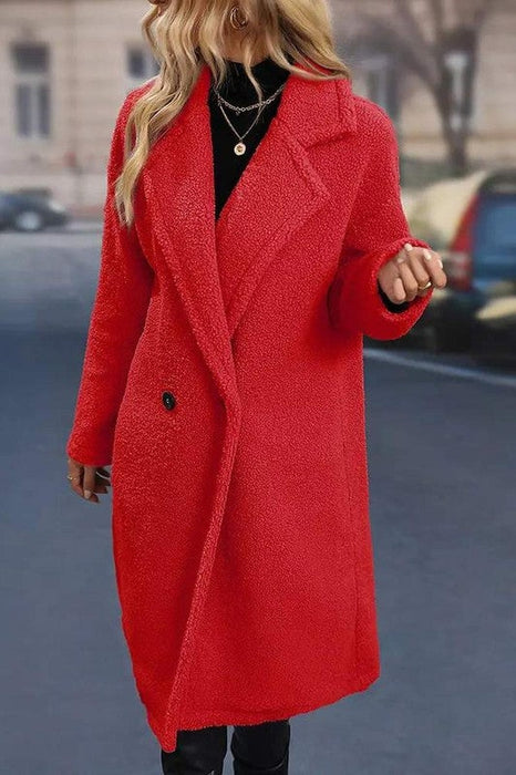 Talk of the Town Fuzzy Overcoat Red