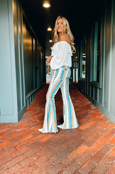 Boot Scoot Striped Flare Pants