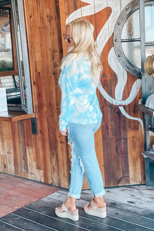 Crush on You Tie Dye Pullover  Blue