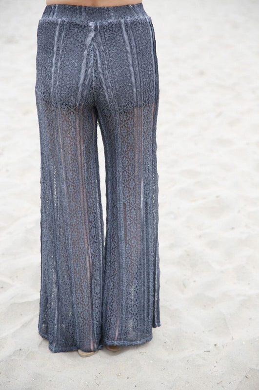 Tropical Vacation Lace Pants In Grey