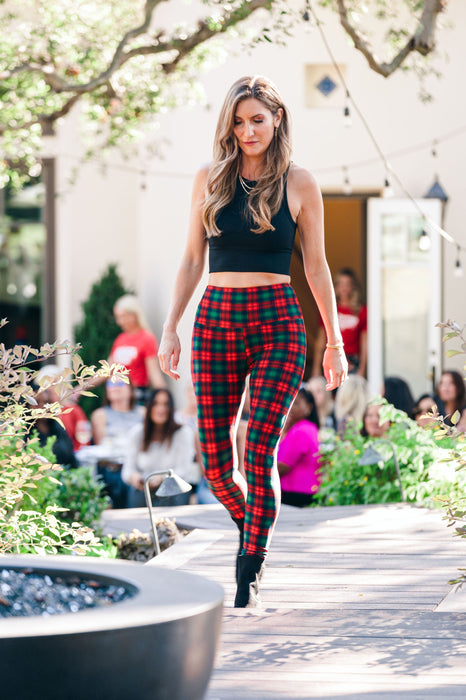Red and Green Plaid High Rise Buttery Leggings
