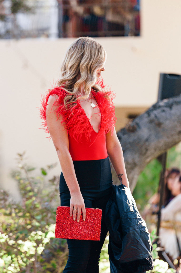 Sassy Feather Blouse Red
