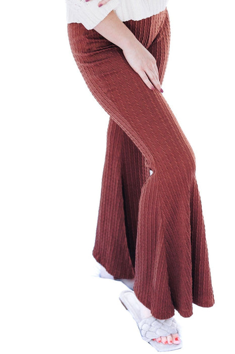 Toffee Crunch Cable Knit Flare Pants