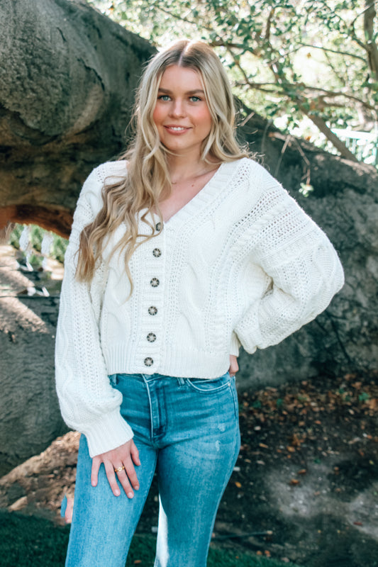 Ashley's Front Tie Sweater Ivory